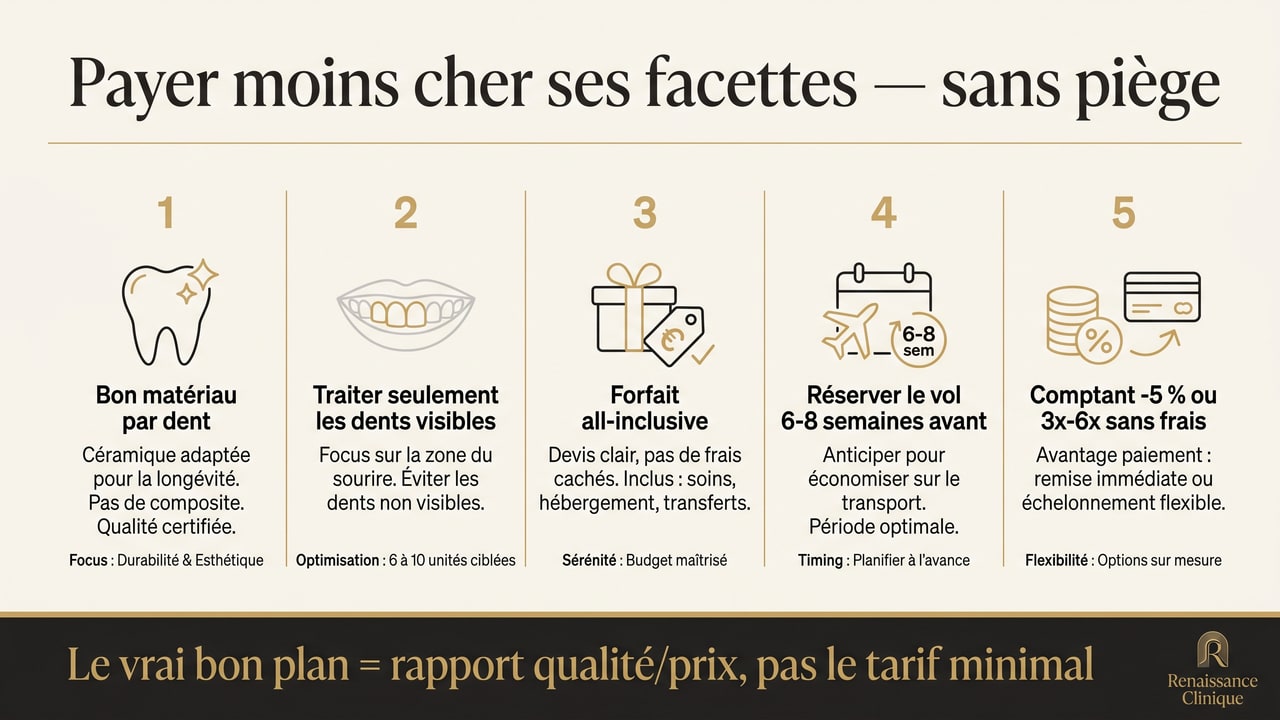 Cinq leviers pour réduire le prix de ses facettes à Istanbul sans sacrifier la qualité