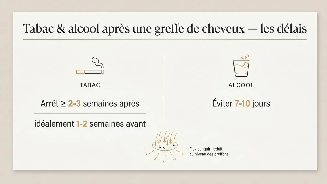 Fumer et boire de l'alcool après une greffe de cheveux : délais et risques