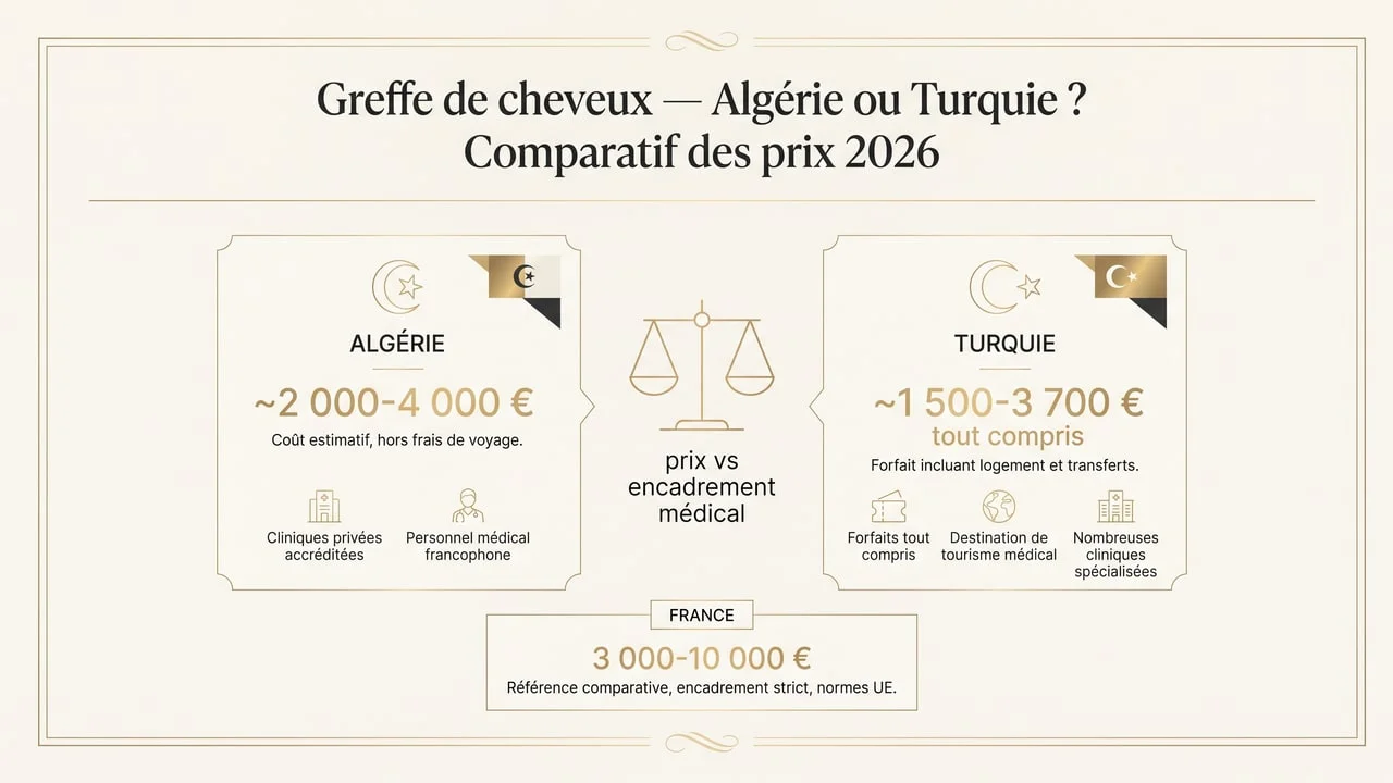 Greffe de cheveux Algérie ou Turquie : le comparatif des prix 2026