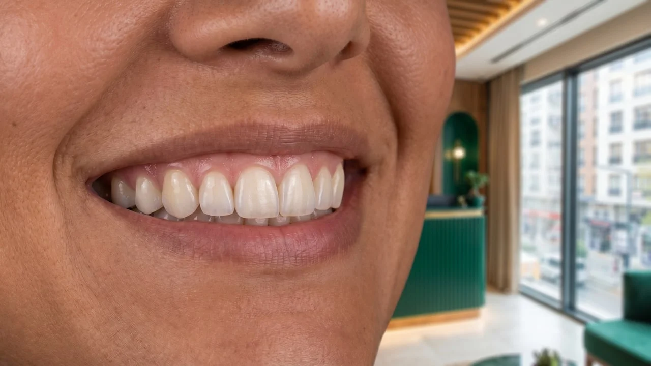 Illustration à visée pédagogique : sourire Hollywood Smile 16 facettes E.max stratifiées (image illustrative, ne représente pas une patiente réelle)