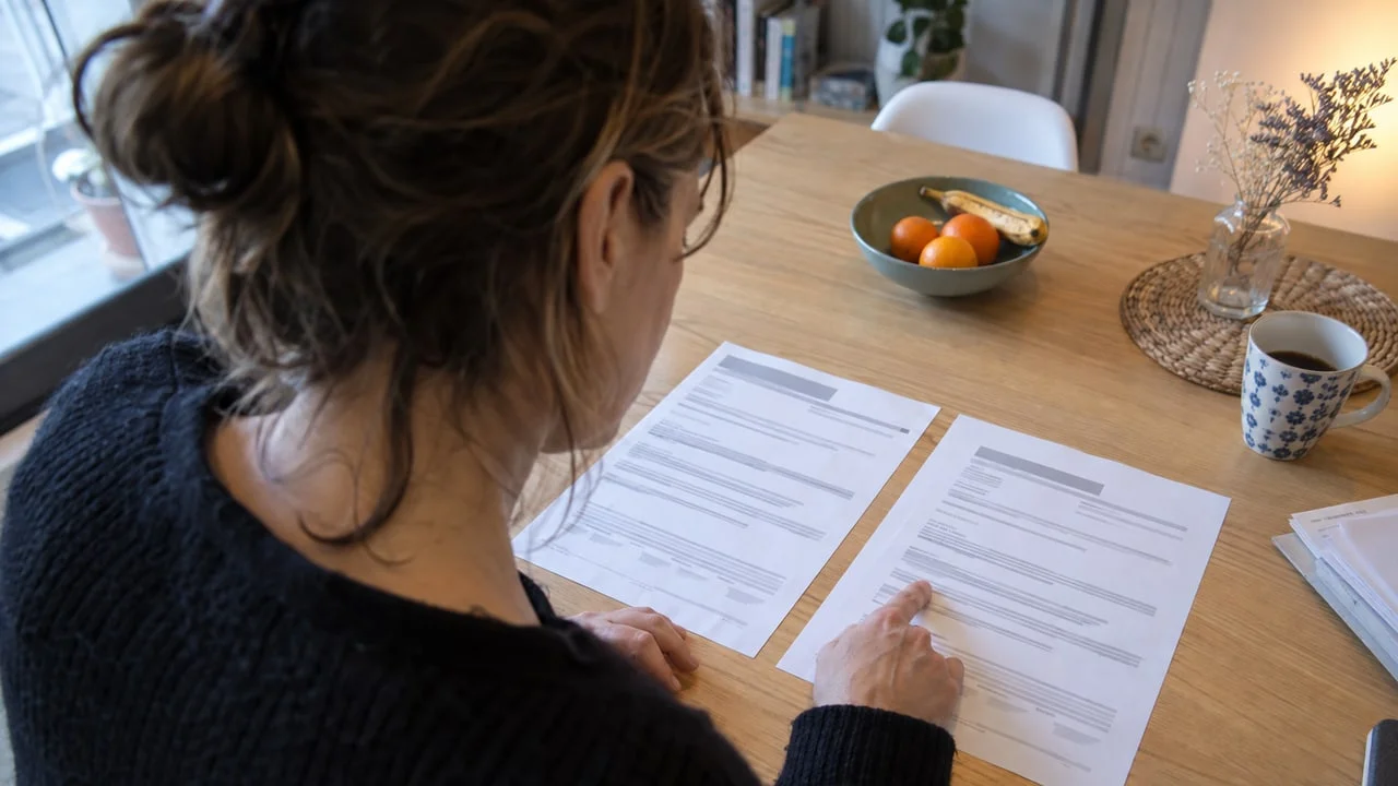 Deux devis imprimés posés côte à côte sur une table, comparés du doigt