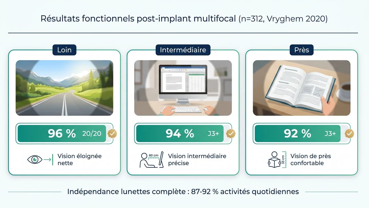 Résultats visuels à trois distances après implant multifocal trifocal