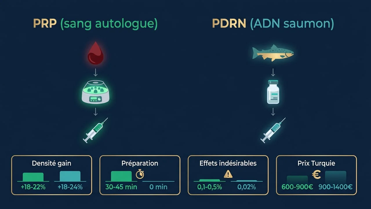 Comparaison PRP vs polynucléotides PDRN : préparation, mécanisme, efficacité et prix Turquie 2026