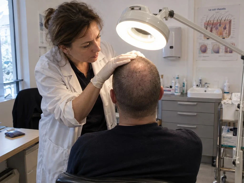 Contrôle de la zone greffée : une éruption étendue, douloureuse ou fébrile n'est pas à surveiller seul, elle justifie de recontacter l'équipe ou un médecin